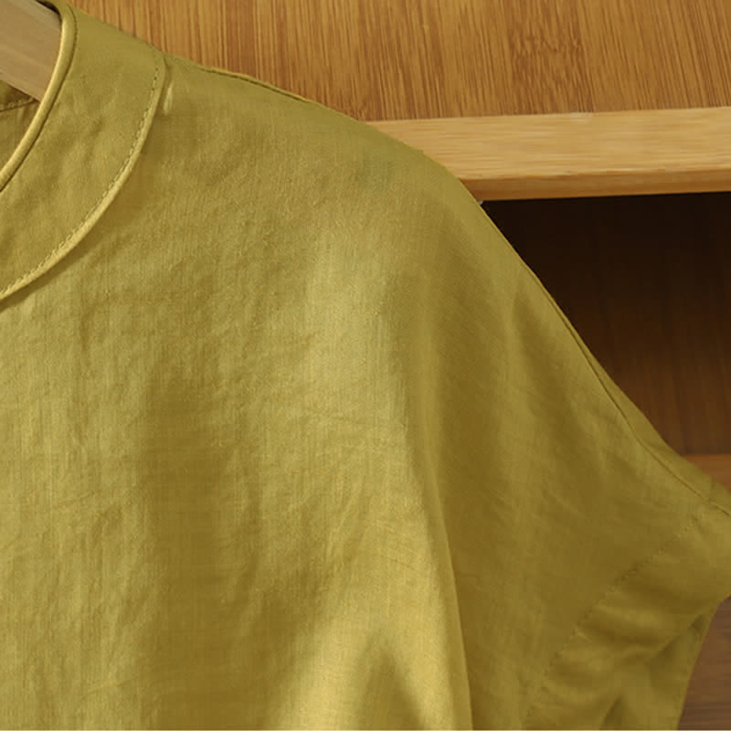 Buddha Stones Camiseta sin mangas estilo Tang informal con botones de rana para mujer. - image 5