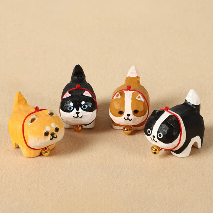 Buddha Stones Llavero de perro adorable tallado a mano en madera natural. Decoración de animales adorables. - image 0