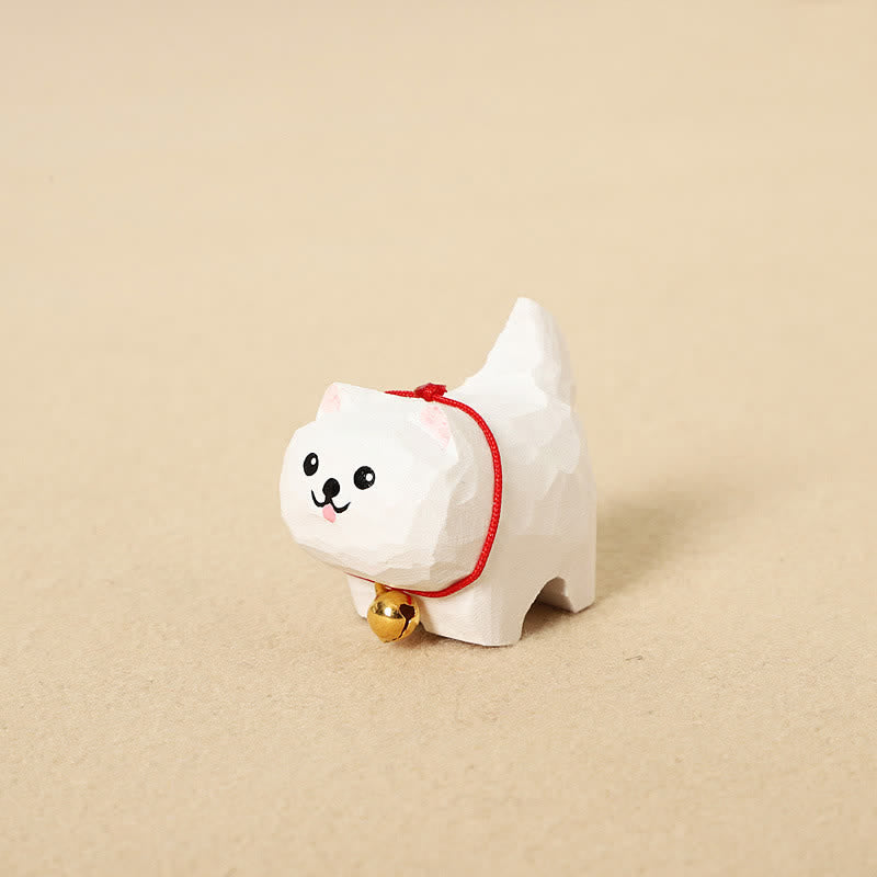 Buddha Stones Llavero de perro adorable tallado a mano en madera natural. Decoración de animales adorables. - Samoyedo - image 3