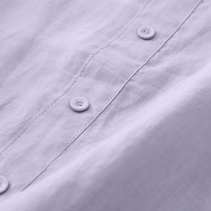 Buddha Stones Camisa de manga corta para mujer, estilo Tang, informal y elegante, con cuello redondo y botones, con bordado de enredaderas. - image 4
