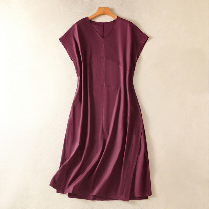 Buddha Stones Vestido de verano elegante y minimalista para mujer, liso, sin mangas y con bolsillo. - Magenta oscuro - US14, UK/AU18, EU46 (2XL) - image 3