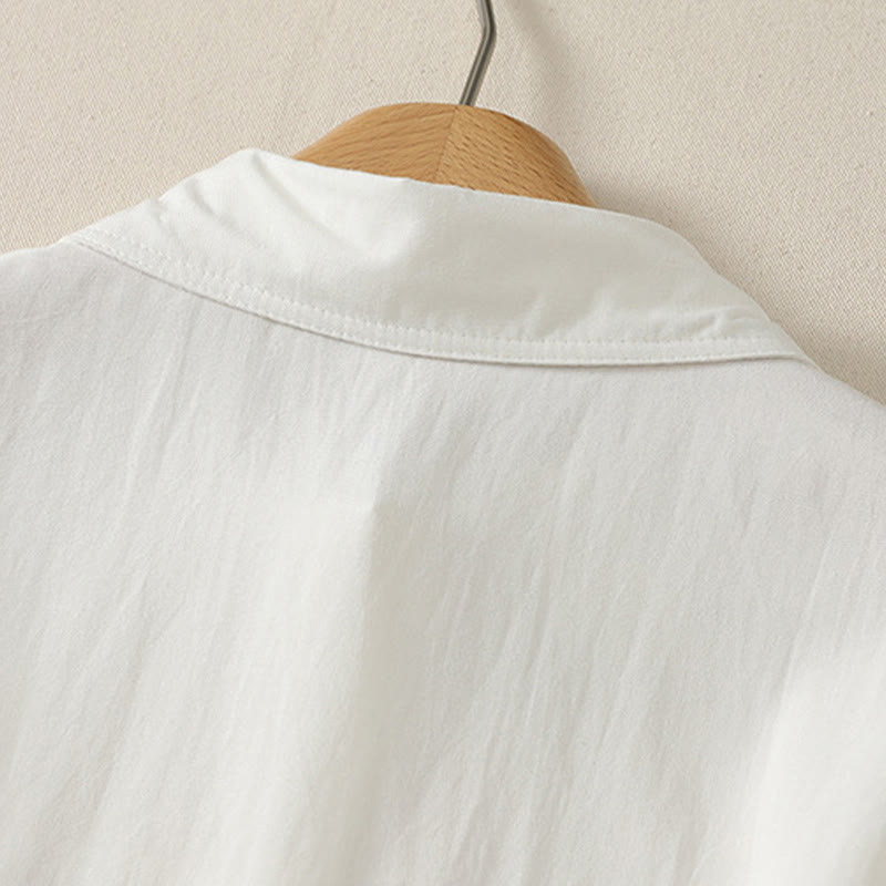 Buddha Stones Camisas de manga corta lisas con botones, estilo casual de verano para mujer. - image 7