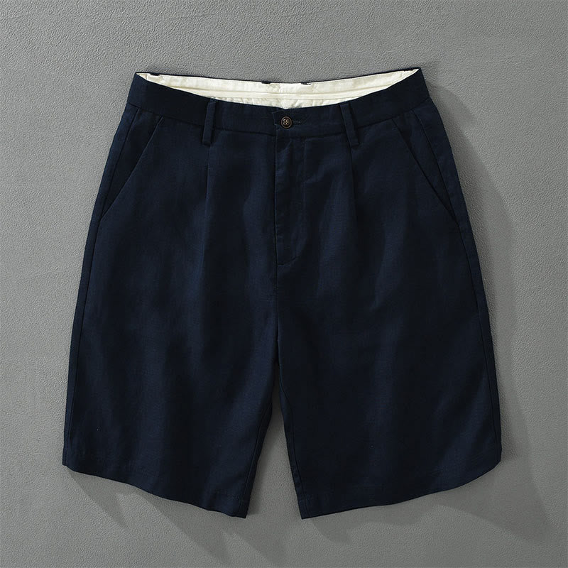 Buddha Stones Pantalones cortos de verano informales minimalistas de pierna ancha con cremallera para hombre, con bolsillo. - Marina de guerra - US/UK/AU42, EU52 (3XL) - image 1