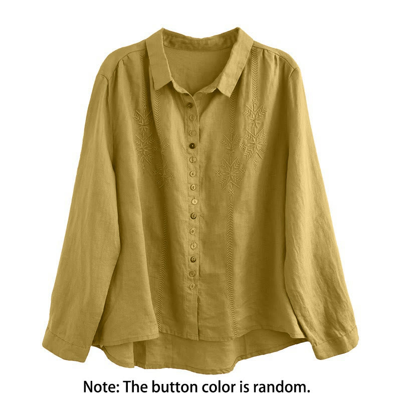Camisa de mujer de manga larga con botones coloridos y bordado de Buddha Stones para primavera. - image 3