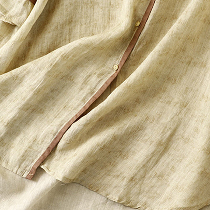 Vestido midi casual de verano con cuello alto y mangas tres cuartos, diseño de Buddha Stones y bordados. - image 16