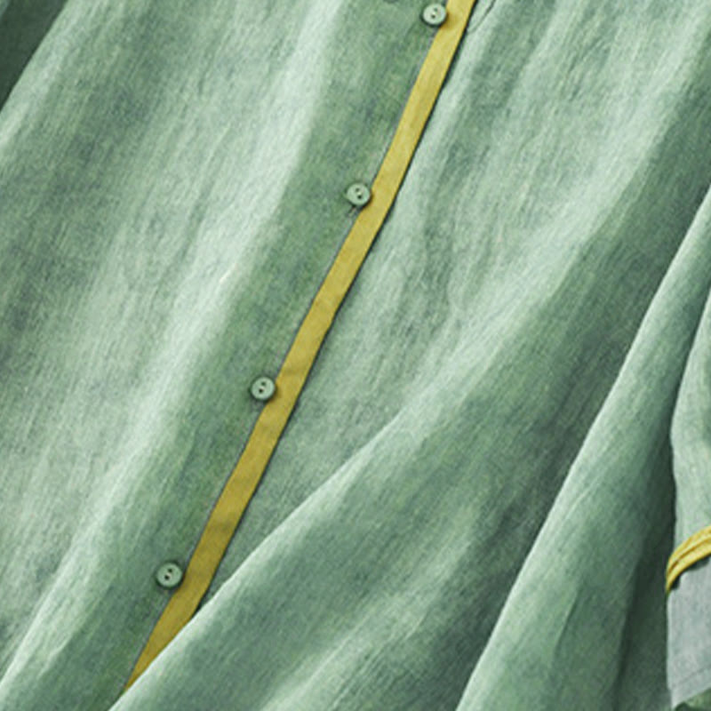 Vestido midi casual de verano con cuello alto y mangas tres cuartos, diseño de Buddha Stones y bordados. - image 2