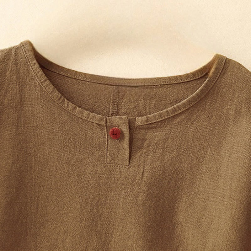 Camiseta informal de manga corta con cuello redondo y diseño holgado para mujer con estampado de Buddha Stones. - image 21