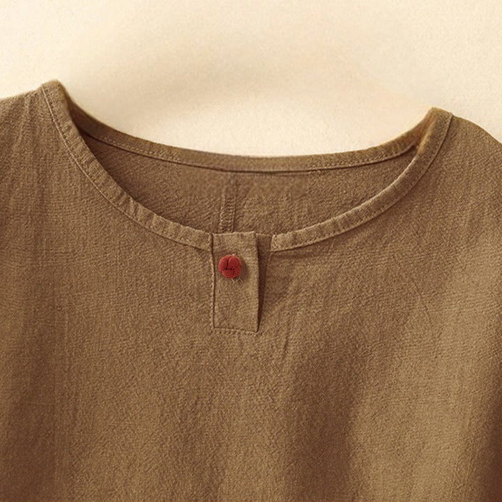 Camiseta informal de manga corta con cuello redondo y diseño holgado para mujer con estampado de Buddha Stones. - image 21