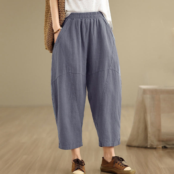 Pantalones harem de mujer Buddha Stones Spring, talla 7-8, color liso, con bolsillos. - image 13