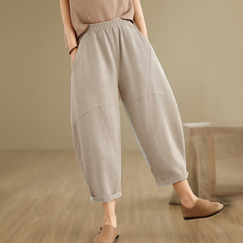 Pantalones harem de mujer Buddha Stones Spring, talla 7-8, color liso, con bolsillos. - image 7