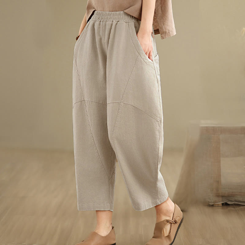 Pantalones harem de mujer Buddha Stones Spring, talla 7-8, color liso, con bolsillos. - image 5