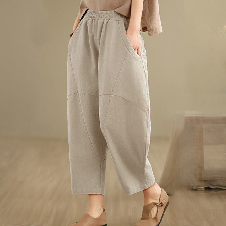 Pantalones harem de mujer Buddha Stones Spring, talla 7-8, color liso, con bolsillos. - image 5