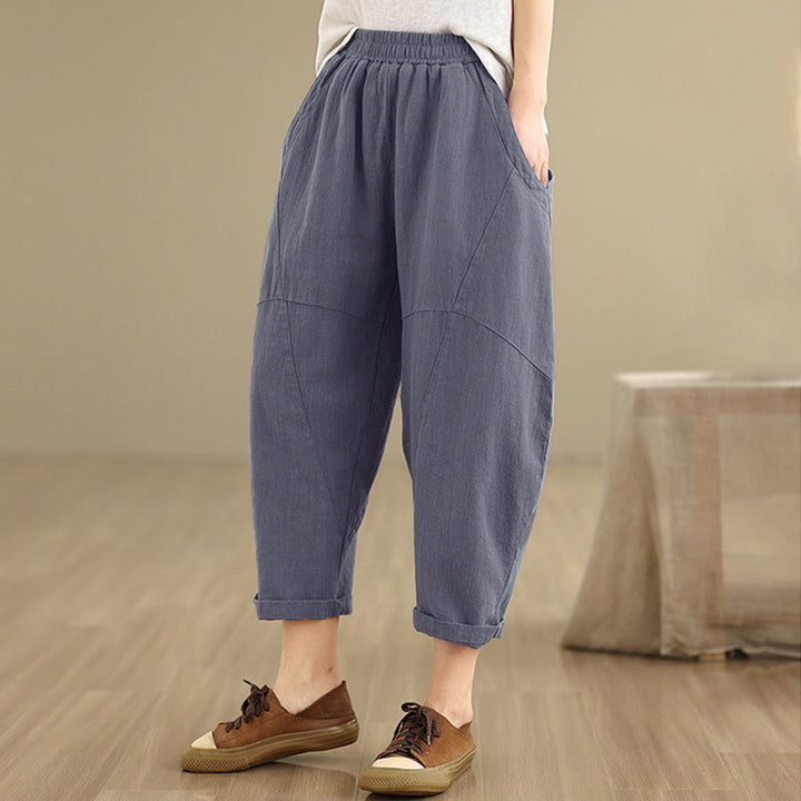 Pantalones harem de mujer Buddha Stones Spring, talla 7-8, color liso, con bolsillos. - image 11