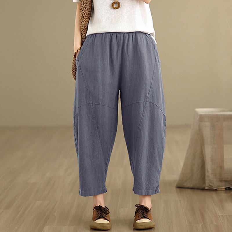 Pantalones harem de mujer Buddha Stones Spring, talla 7-8, color liso, con bolsillos. - image 10