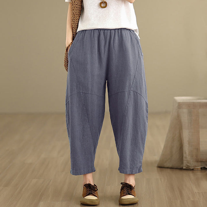 Pantalones harem de mujer Buddha Stones Spring, talla 7-8, color liso, con bolsillos. - image 10