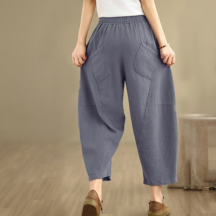 Pantalones harem de mujer Buddha Stones Spring, talla 7-8, color liso, con bolsillos. - image 12