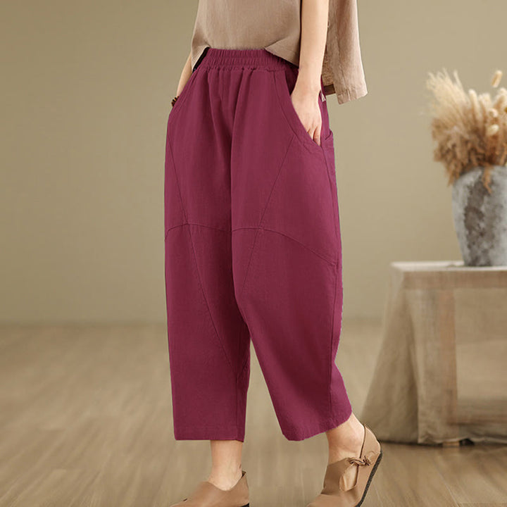 Pantalones harem de mujer Buddha Stones Spring, talla 7-8, color liso, con bolsillos. - image 16