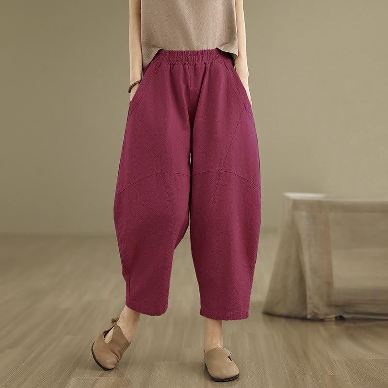 Pantalones harem de mujer Buddha Stones Spring, talla 7-8, color liso, con bolsillos. - Rojo violeta medio - US8-10，UK/AU12-14，EU40-42 (2XL) - image 15