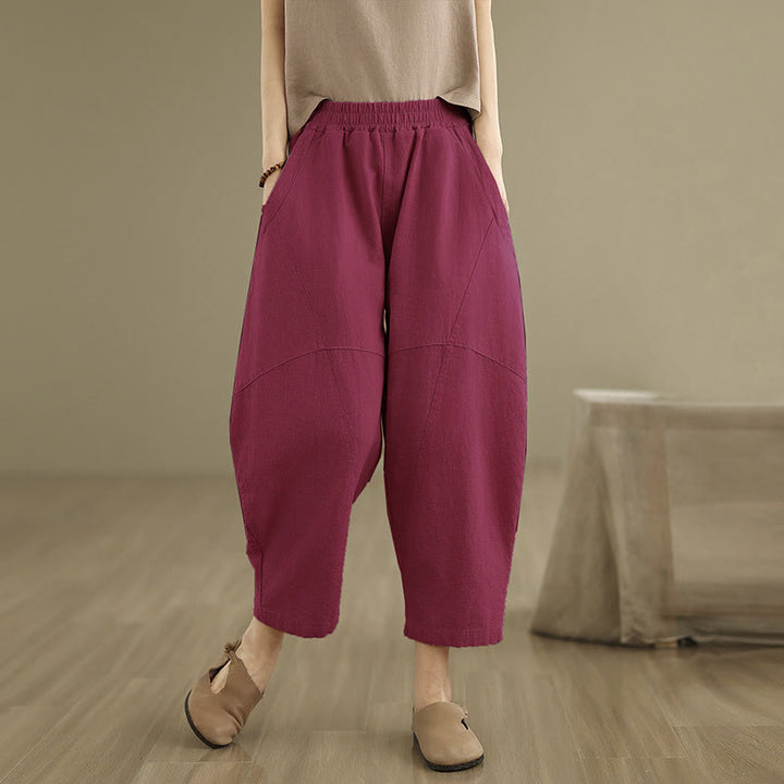 Pantalones harem de mujer Buddha Stones Spring, talla 7-8, color liso, con bolsillos. - Rojo violeta medio - US8-10，UK/AU12-14，EU40-42 (2XL) - image 15