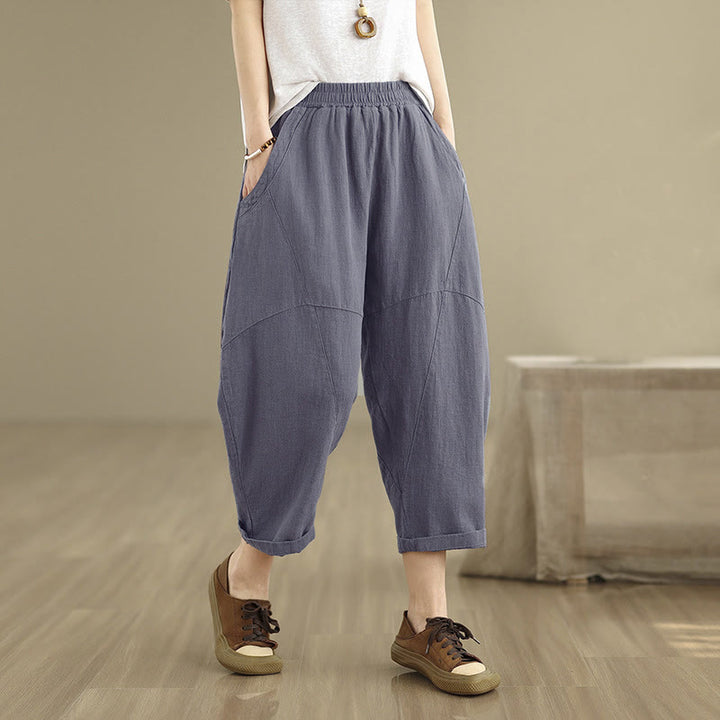 Pantalones harem de mujer Buddha Stones Spring, talla 7-8, color liso, con bolsillos. - Azul acero - US8-10，UK/AU12-14，EU40-42 (2XL) - image 9