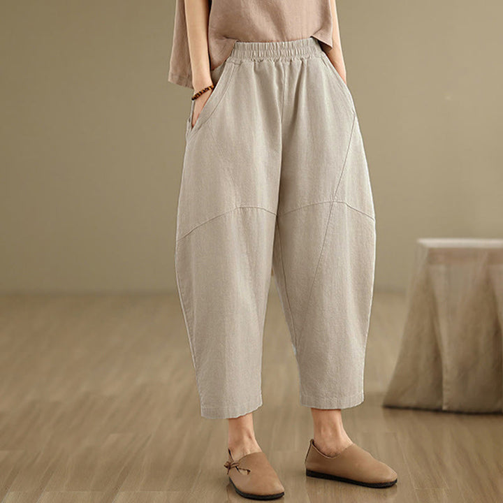 Pantalones harem de mujer Buddha Stones Spring, talla 7-8, color liso, con bolsillos. - image 6