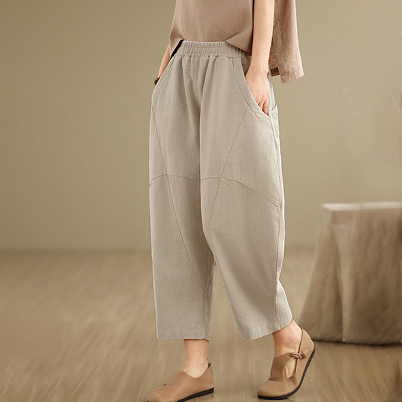 Pantalones harem de mujer Buddha Stones Spring, talla 7-8, color liso, con bolsillos. - image 3