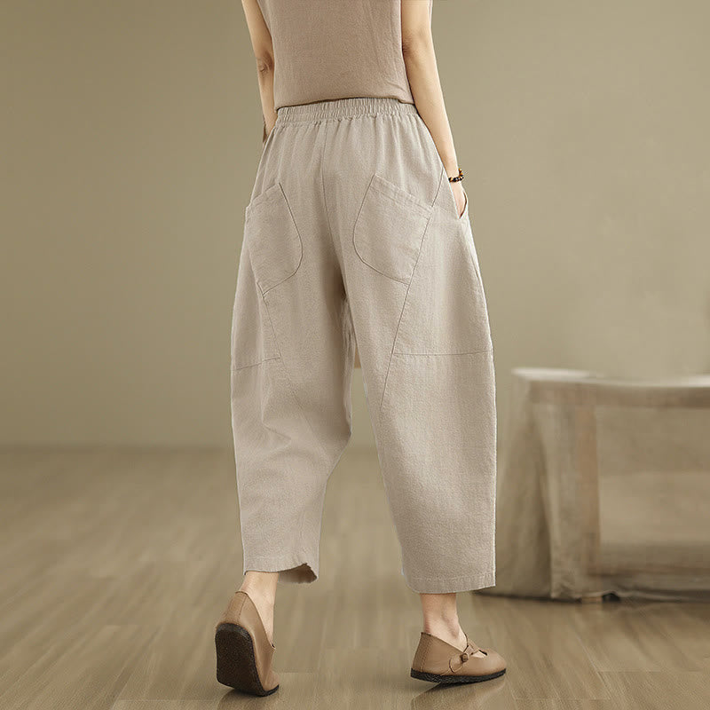 Pantalones harem de mujer Buddha Stones Spring, talla 7-8, color liso, con bolsillos. - image 4