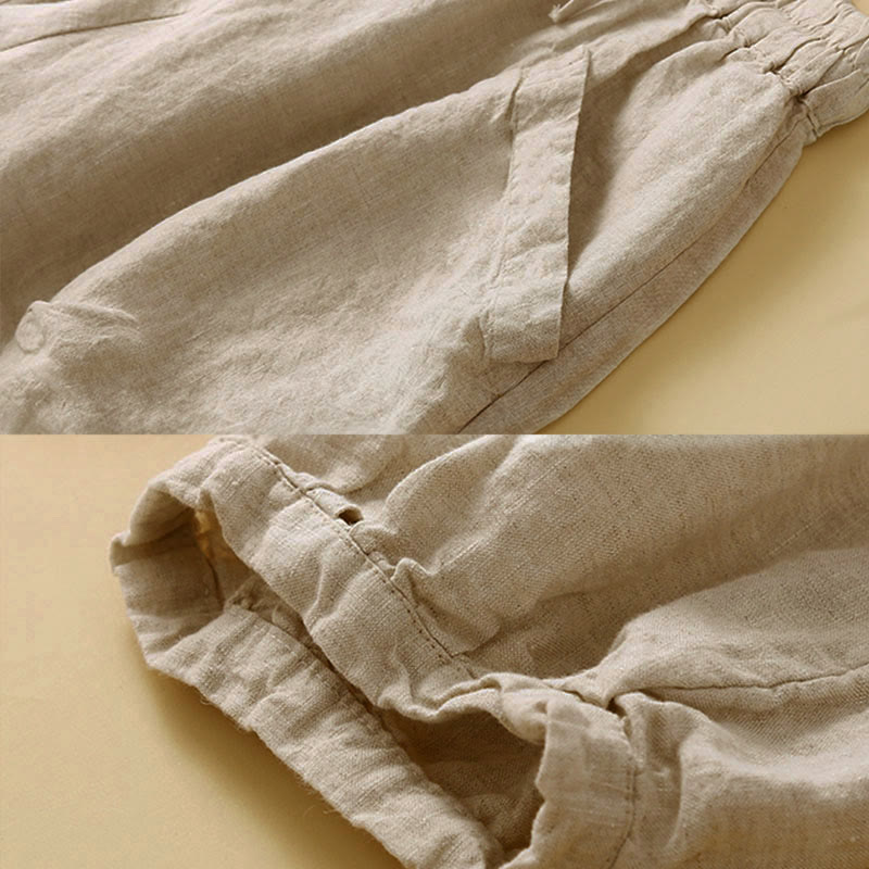 Pantalones capri tipo harem lisos con bolsillos para mujer de Buddha Stones Commute - image 16
