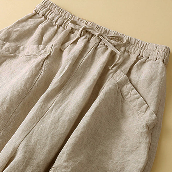 Pantalones capri tipo harem lisos con bolsillos para mujer de Buddha Stones Commute - image 13