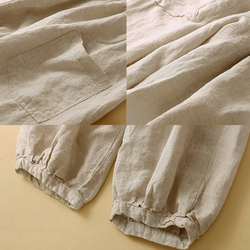 Pantalones capri tipo harem lisos con bolsillos para mujer de Buddha Stones Commute - image 15