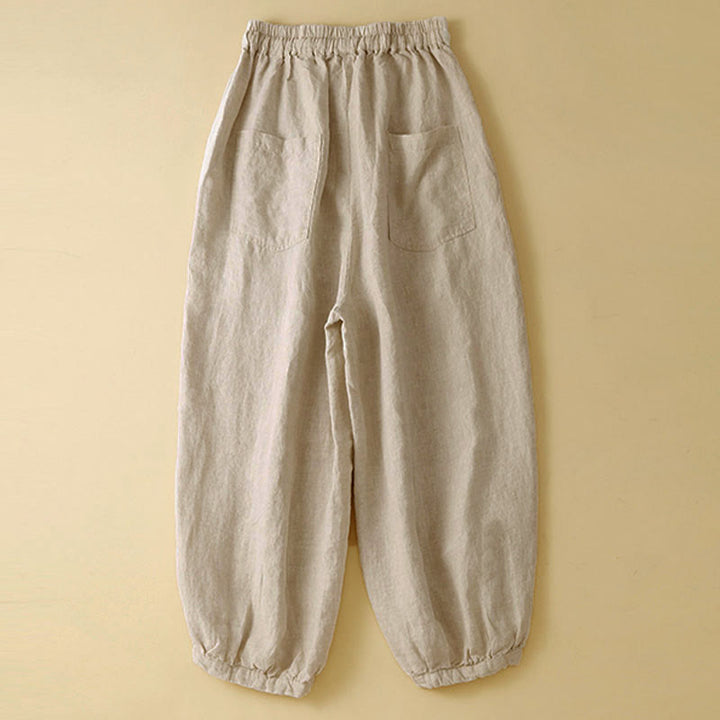 Pantalones capri tipo harem lisos con bolsillos para mujer de Buddha Stones Commute - image 12