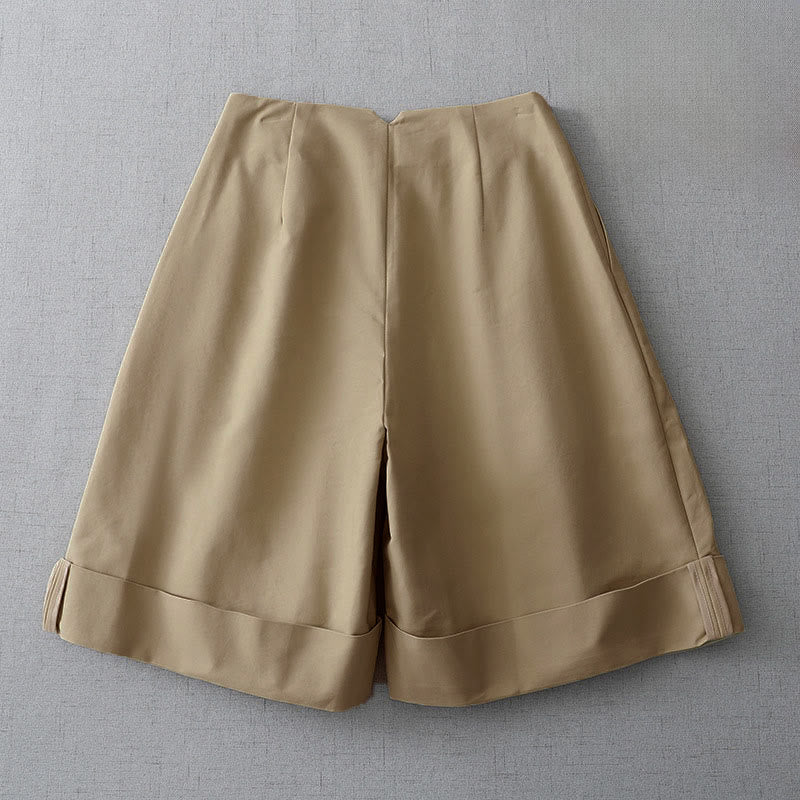 Buddha Stones Shorts de verano minimalistas, elegantes, de color liso, con cremallera y bolsillos para mujer. - image 1