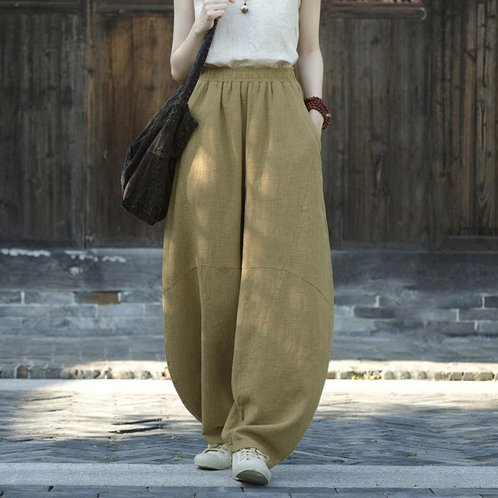 Pantalones con Buddha Stones, pantalones harem holgados para yoga zen y tai chi para mujer. - Caqui (con forro polar) - US8-10，UK/AU12-14，EU40-42 (L)  - image 8