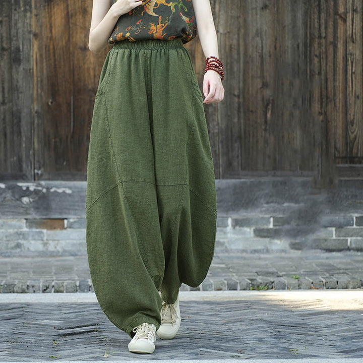 Pantalones con Buddha Stones, pantalones harem holgados para yoga zen y tai chi para mujer. - Verde (forrado de felpa) - US8-10，UK/AU12-14，EU40-42 (L)  - image 13