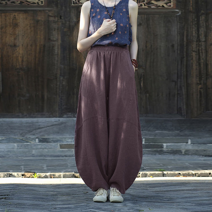 Pantalones con Buddha Stones, pantalones harem holgados para yoga zen y tai chi para mujer. - Morado (estilo regular) - US8-10，UK/AU12-14，EU40-42 (L)  - image 34