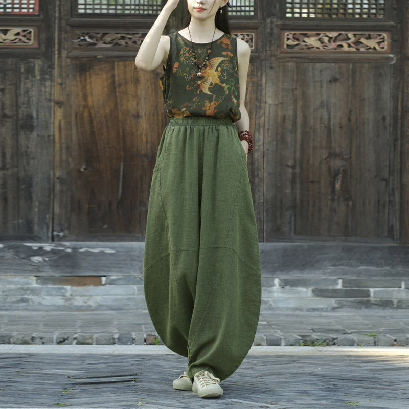 Pantalones con Buddha Stones, pantalones harem holgados para yoga zen y tai chi para mujer. - image 28