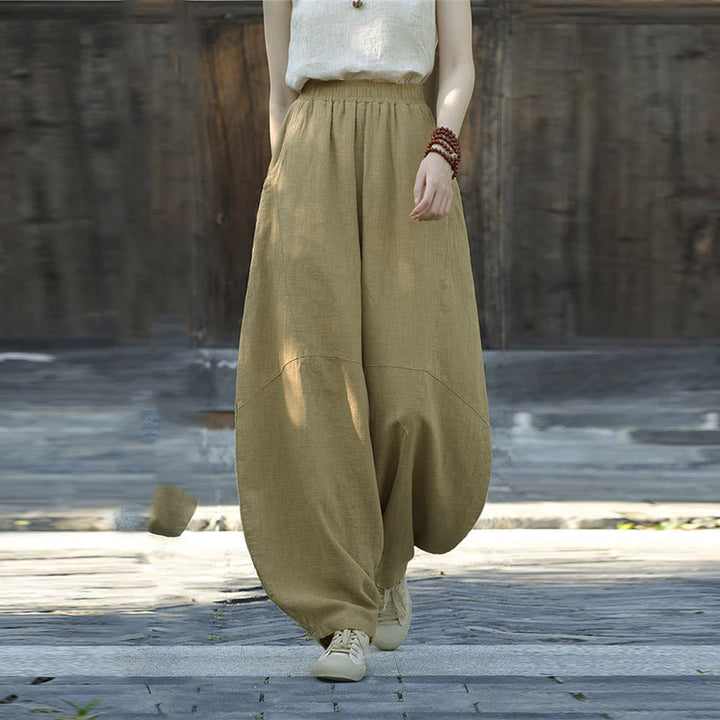 Pantalones con Buddha Stones, pantalones harem holgados para yoga zen y tai chi para mujer. - image 9