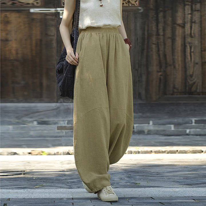 Pantalones con Buddha Stones, pantalones harem holgados para yoga zen y tai chi para mujer. - Caqui (estilo regular) - US8-10，UK/AU12-14，EU40-42 (L)  - image 33