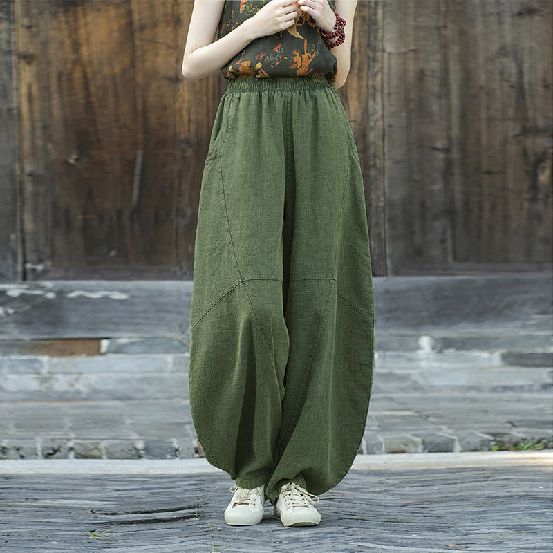 Pantalones con Buddha Stones, pantalones harem holgados para yoga zen y tai chi para mujer. - Verde (estilo regular) - US8-10，UK/AU12-14，EU40-42 (L)  - image 27