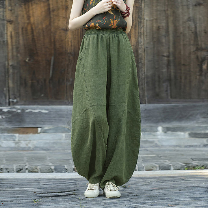 Pantalones con Buddha Stones, pantalones harem holgados para yoga zen y tai chi para mujer. - Verde (estilo regular) - US8-10，UK/AU12-14，EU40-42 (L)  - image 27