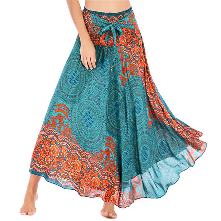 Vestido con falda de encaje y estampado de rosa de los vientos estilo bohemio de Buddha Stones Two Style Wear - Verde mar claro - US4-12, UK/AU8-16, EU36-44 (F) - image 0