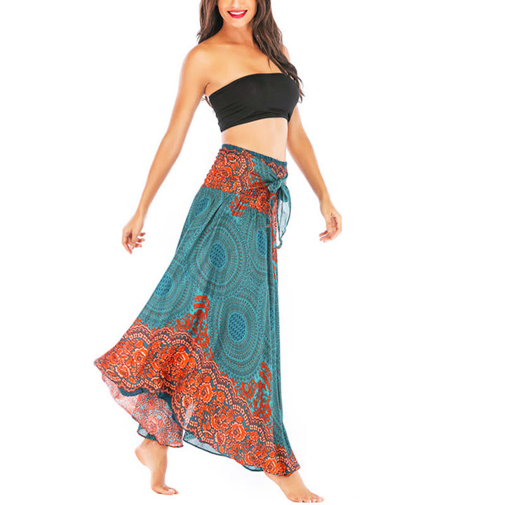 Vestido con falda de encaje y estampado de rosa de los vientos estilo bohemio de Buddha Stones Two Style Wear - image 3