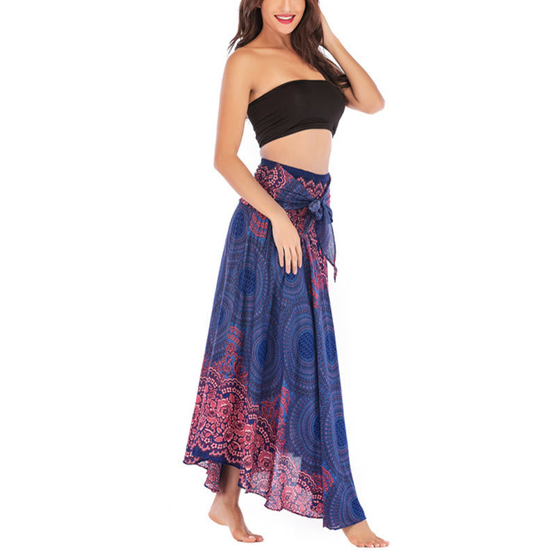 Vestido con falda de encaje y estampado de rosa de los vientos estilo bohemio de Buddha Stones Two Style Wear - image 13