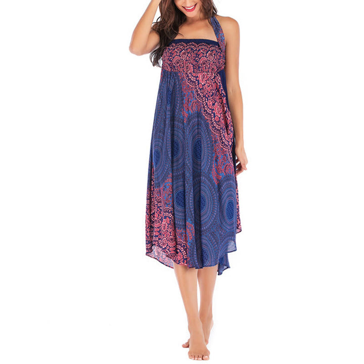 Vestido con falda de encaje y estampado de rosa de los vientos estilo bohemio de Buddha Stones Two Style Wear - image 17