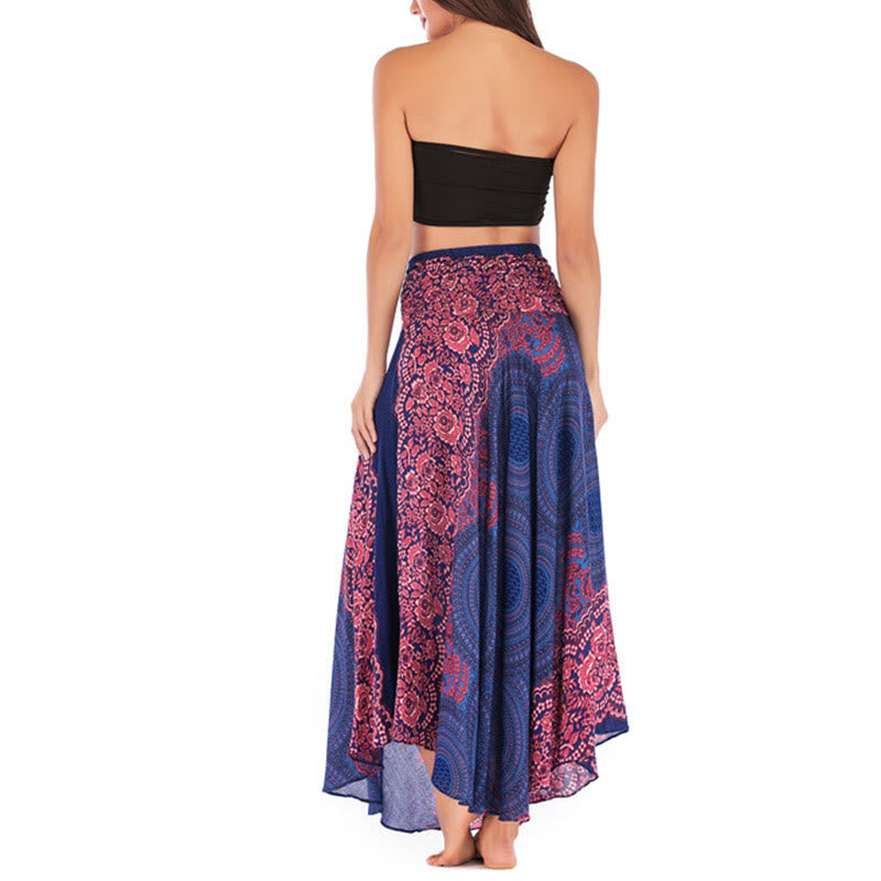Vestido con falda de encaje y estampado de rosa de los vientos estilo bohemio de Buddha Stones Two Style Wear - image 14