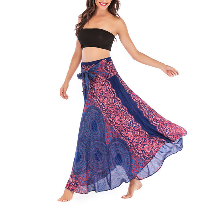 Vestido con falda de encaje y estampado de rosa de los vientos estilo bohemio de Buddha Stones Two Style Wear - image 12