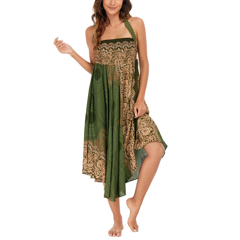 Vestido con falda de encaje y estampado de rosa de los vientos estilo bohemio de Buddha Stones Two Style Wear - image 25