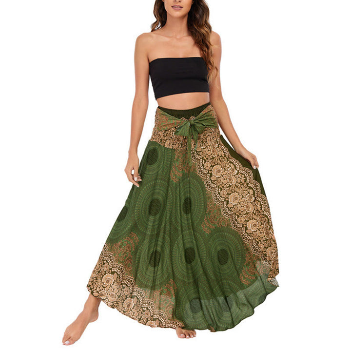 Vestido con falda de encaje y estampado de rosa de los vientos estilo bohemio de Buddha Stones Two Style Wear - image 19