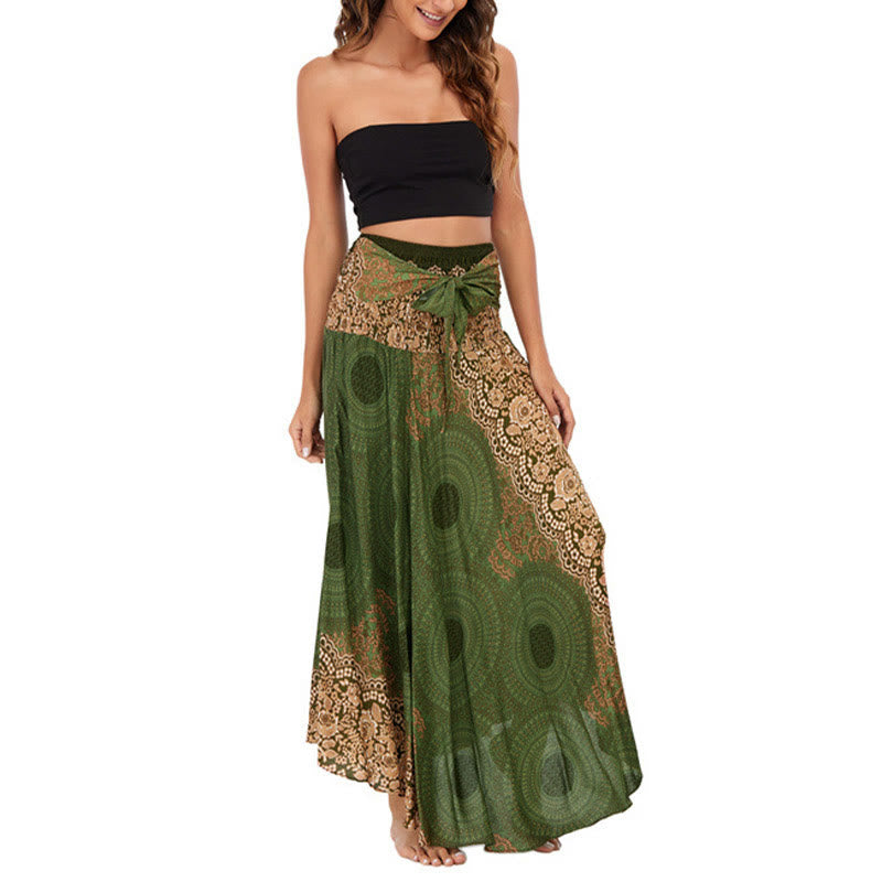 Vestido con falda de encaje y estampado de rosa de los vientos estilo bohemio de Buddha Stones Two Style Wear - image 21
