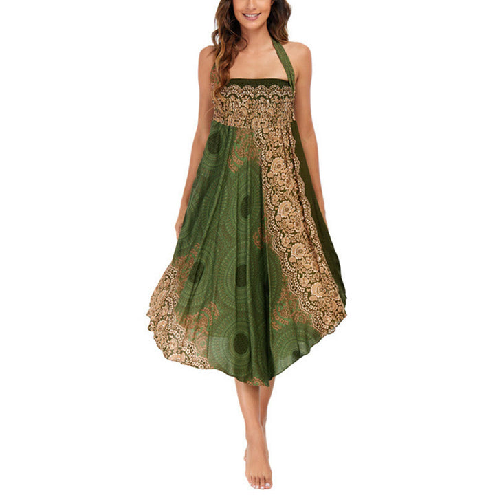 Vestido con falda de encaje y estampado de rosa de los vientos estilo bohemio de Buddha Stones Two Style Wear - image 24